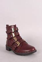 Studded Buckle Strap Lug Sole Moto Booties - visitors