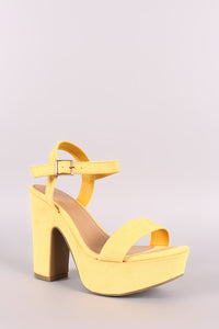 Bamboo Suede Ankle Strap Chunky Platform Heel - visitors