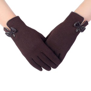 High Quality   Screen Gloves Ladies Womens Big Bow Winter Warm Mittens For winter gloves women - visitors