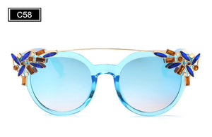 ROYAL GIRL High Quality Double Girder Cat Eye Sunglasses Women Brand Designer Vintage Sun Glasses With Diamond Oculos ss722 - visitors