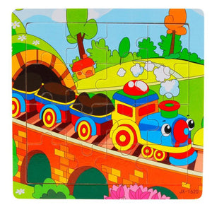 Colorful Cartoon Train Wooden Puzzle toys for Children Kids Learning Educational Toy Brain Teaser Wood Puzzles for children - visitors