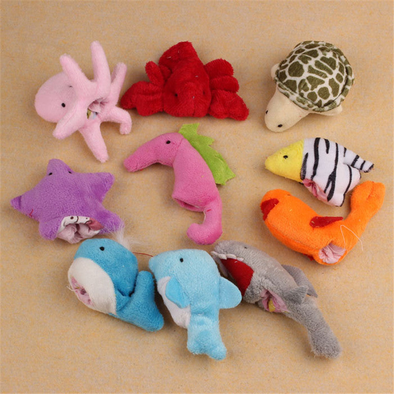 Yoner 10Pc Cute Soft Ocean Animal Puppet toys Baby Girls Boys Finger Puppet Plush Toy Finger toy Finger puppets - visitors