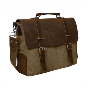 ECOSUSI Vintage Canvas Leather 14.7" Laptop Messenger Bag Men Satchel Briefcase - visitors