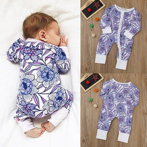 Newborn Baby Boys Girls Flower Print Romper Jumpsuits Outfits Clothes Floral Print Long Sleeve Romper Jumpsuits For Baby Onesize - visitors