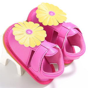 Newborn New Baby Girls Flowers Design Leather Shoes Summer Princess Soft Sole Shoes Sneakers - visitors