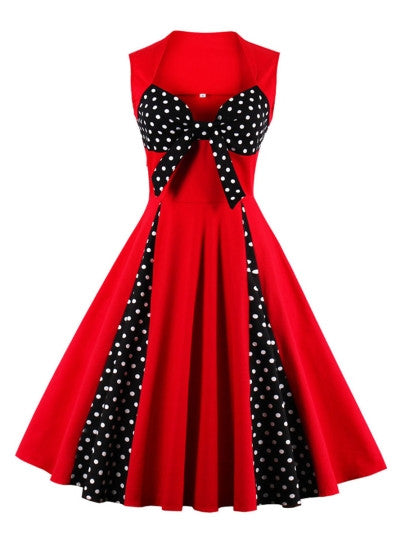 Polka Dots Knot Women's Vintage Dress - visitors