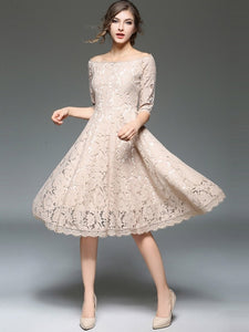 Country Elegance, Half Sleeve Lace Dress - visitors
