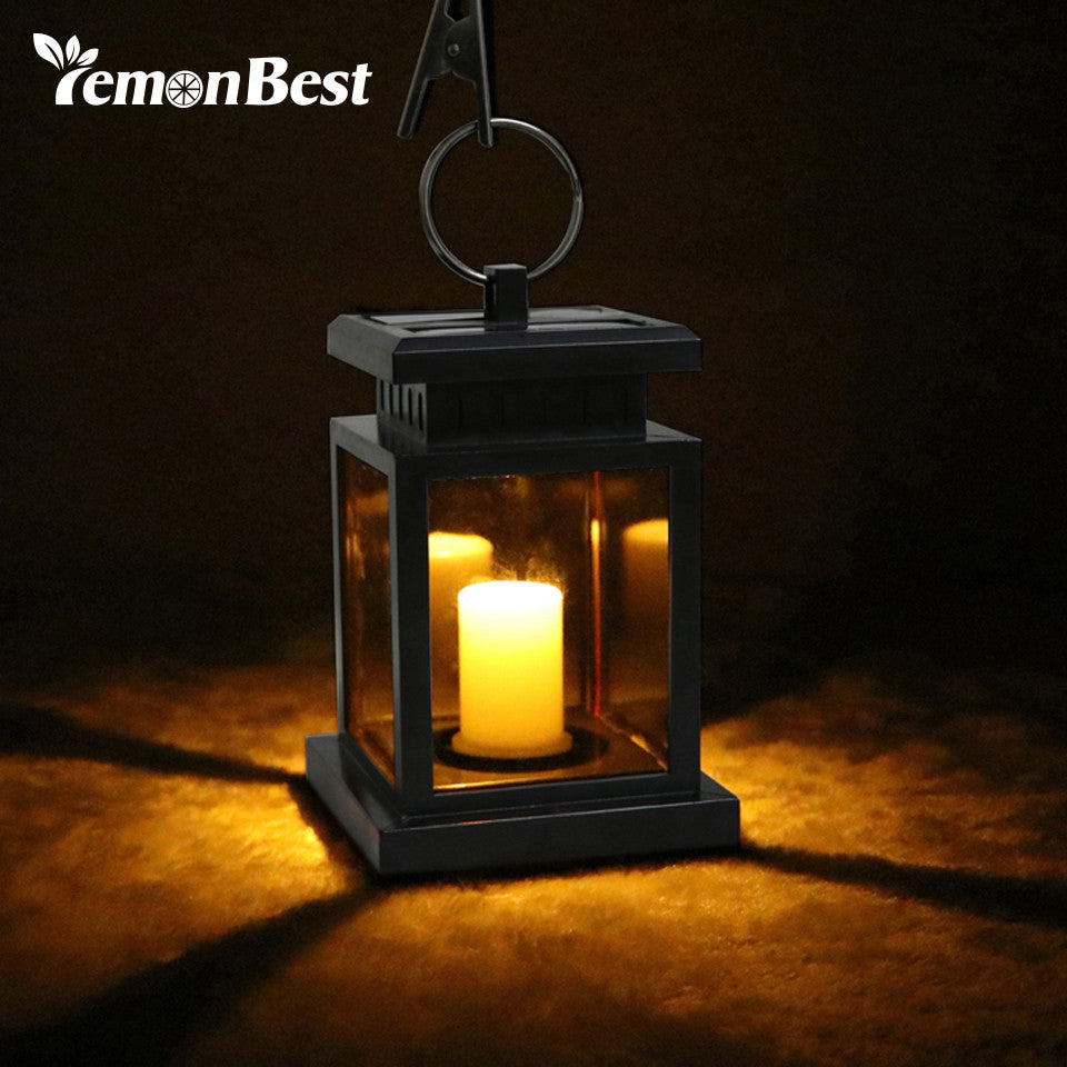 Waterproof Flickering Flameless Solar LED Candle Light Outdoor Hanging Lantern Smokeless for Garden Yard Lawn Patio Camping Tent - visitors