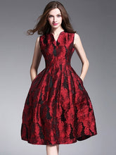 Red Flowers Printed Women's Day Dress - visitors