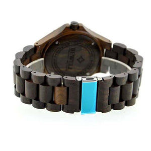 Men's Natural Wooden Wristwatch Wood Watch Quartz with Date + Box - visitors