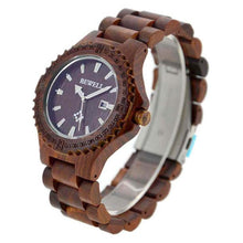 Men's Natural Wooden Wristwatch Wood Watch Quartz with Date + Box - visitors