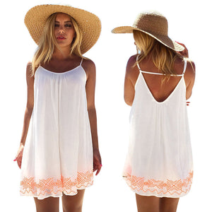 Women Dress White Harness dress Backless Short Summer BOHO Evening Party Beach Mini Dress Sundress#LSN - visitors