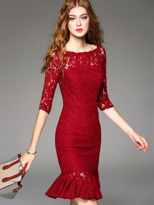 Country Elegance, Red Lace Dress - visitors