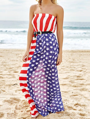 Malibu Beach, Flowing American Flag Dress - visitors
