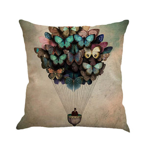 Butterfly Painting Linen Cushion Cover - visitors