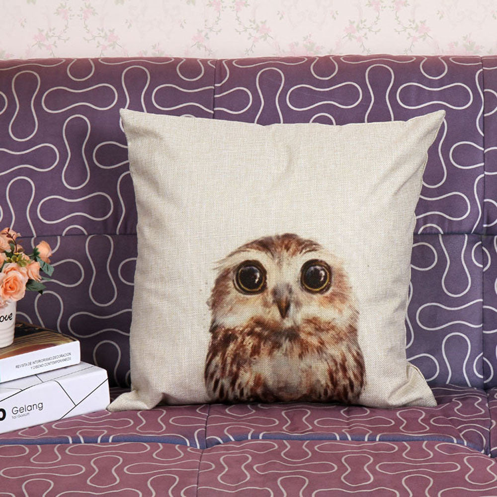 Vintage Owl Cotton Linen Pillow Case Sofa Waist Throw Cushion Cover Home Decor - visitors