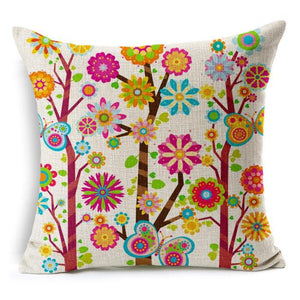 Spring Cushion Bed Car Printed Cotton Linen Sofa Vintage Pillowcovers - visitors