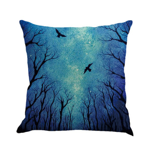 Tree Painting Linen Cushion Cover Throw Pillow Case Sofa Home Decor - visitors