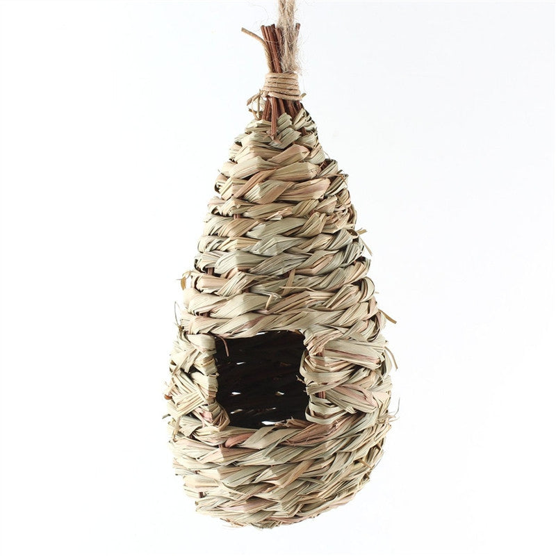 Natural Grass Woven Hanging Birdhouse Nest - visitors