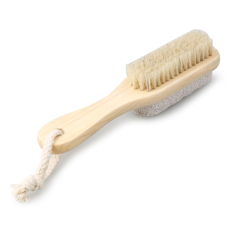 Natural Boar Bristle Body Foot Brush with Wooden Handle - visitors