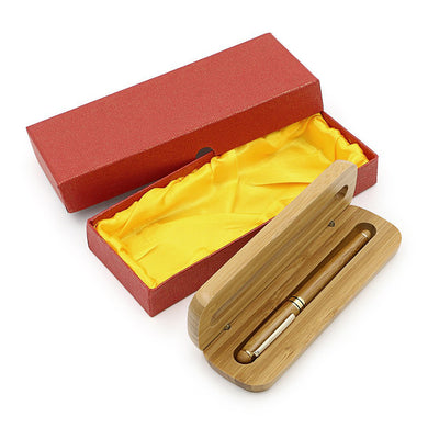Medium Nib Fountain Pen Natural Bamboo Writing Pen with Converter and Case (Red Packed) - visitors