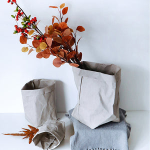 Washable Kraft Paper Bag Plant Flowers Pots Multifunction Home Storage Bag Reuse - visitors
