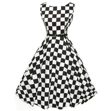 Women Vintage Plaid Bodycon Sleeveless Casual Evening Party Prom Swing Dress - visitors