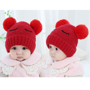 Children Baby Novelty Winter Beanie Gilrs Boys With Faux Fur Kniting Hat - visitors