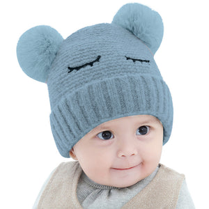 Children Baby Novelty Winter Beanie Gilrs Boys With Faux Fur Kniting Hat - visitors